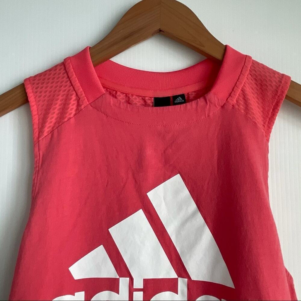 Adidas sport ID logo tank top coral color sleeveless athletic top small - Picture 2 of 7